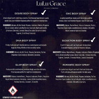 Lulu Grace 4 x 75ml Body Spray Value Pack. 4 Delightful & Tempting Scents Chic, Desire, Seductive, Glam images 0