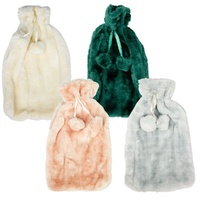 Health & Beauty Plush Pom Pom Hot Water Bottle Cover Assorted Colours - Random Colour Supplied Pack of 3 images 0
