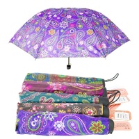 Compact Folding Umbrella Paisley Print Assorted Designs - Random Design Supplied Pack of 4 images 0