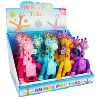 Animal Pop Tubes Giraffe Fidget Toy Assorted Colours Counter Display of 24 Bundle of 6 images 0