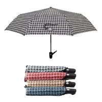 Compact Folding Umbrella Houndstooth Print Push Button Assorted Colours - Random Colour Supplied Pack of 4 images 0