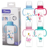 Momeasy Standard Neck Baby Feeding Bottle 240mL with Handles 0m+ - Random Design and Colour Supplied Pack of 4 images 0