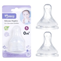 Momeasy Silicone Teats 2 Pack Standard Neck Small Flow 0m+ Ribbed Style Bundle of 2 images 0