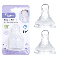 Momeasy Silicone Teats 2 Pack Standard Neck Medium Flow 3m+ Ribbed Style Bundle of 5 images 0