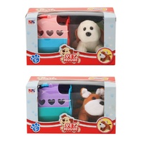 Pet House Plush Puppy with Pet Carrier Playset Ages 3+ - Random Design and Colour Supplied Pack of 4 images 0