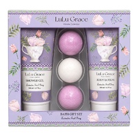 Lulu Grace Lavender Earl Grey Bath Gift Set Shower Gel 200mL, Body Lotion 200mL & 3 Bath Fizzers Bundle of 2 images 
