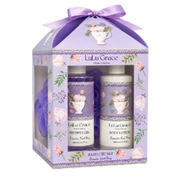 Lulu Grace Lavender Earl Grey Bath Gift Set Shower Gel 200mL, Body Lotion 200mL & Bath Sponge Bundle of 5 images 0