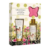 Lulu Grace Sweet Pea & Pear Bath Gift Set Shower Gel 200mL, Body Lotion 110mL & Butterfly Bath Fizzer 60g Bundle