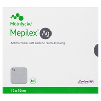 Mepilex Ag Antimicrobial Silicone Foam Dressing 10cm x 10cm 5 Pieces images 0