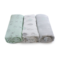 Bubba Blue Bamboo Mint Meadow Muslin Wrap 3pk Newborn Gift Baby Blanket images 0