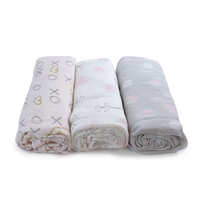 Bubba Blue Bamboo Pink Bloom Muslin Wrap 3pk Newborn Gift Baby Blanket images 0