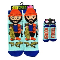 Feet Speak Fisherman Novelty Socks Totally Hooked Soles One Size Fits All Pack of 4 images 0