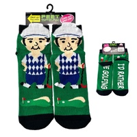 Feet Speak Golfer Novelty Socks I'd Rather Be Golfing Soles One Size Fits All Pack of 3 images 0