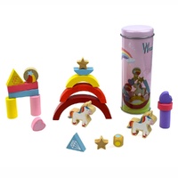 Wooden Balancing Blocks Game Unicorn in Tin Pack of 4 images 0