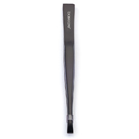 Basicare Flat Tip Matte Black Tweezers Precision Stainless Steel 85mm images 0