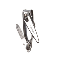 Basicare Stainless Steel Nail Clipper with Contoured Blades File and Keychain images 0