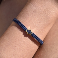 Culturesse Sacha Pave Hamsa Hand Bracelet (Gold Charm Blue String) images 0
