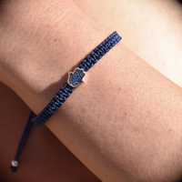Culturesse Sacha Pave Hamsa Hand Bracelet (Silver Charm Blue String) images 0