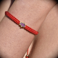 Culturesse Sacha Pave Hamsa Hand Bracelet (Gold Charm Red String) images 0