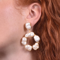 Culturesse Laurent 22K Luxury Baroque Pearl Hoop Earrings images 0