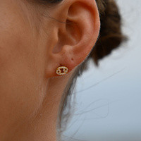 Culturesse Cancer Artisan Zirconia Pavé Stud Earrings (Gold) images 0