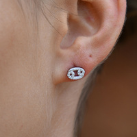 Culturesse Cancer Artisan Zirconia Pavé Stud Earrings (Silver) images 0