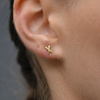 Culturesse Kiss Kiss Dainty Cross Earrings (Gold) images 0