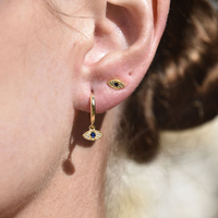 Culturesse Katia Dainty Evil Eye Drop Earrings (Gold) images 0