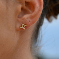 Culturesse Gemini Artisan Zirconia Pavé Stud Earrings (Gold) images 0