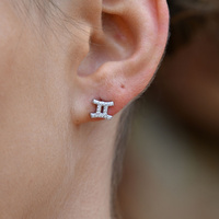 Culturesse Gemini Artisan Zirconia Pavé Stud Earrings (Silver) images 0