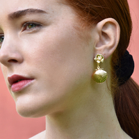 Culturesse Lillie Golden Clam Drop Earrings (my ears are not pierced) images 0