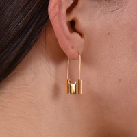 Culturesse Beatrix Gold Padlock Earrings images 0