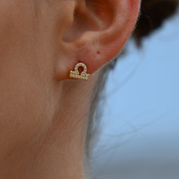 Culturesse Libra Artisan Zirconia Pavé Stud Earrings (Gold) images 0