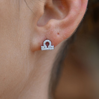 Culturesse Libra Artisan Zirconia Pavé Stud Earrings (Silver) images 0