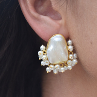 Culturesse Antoinette 22K Pearl Bouquet Earrings images 0