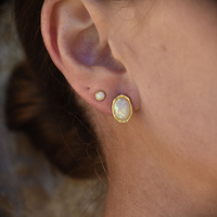 Culturesse Lue Dainty Opal Stud Earrings (Gold) images 0