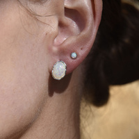 Culturesse Lue Dainty Opal Stud Earrings (Silver) images 0