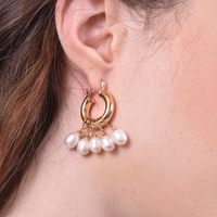 Culturesse Liesl Freshwater Pearl Hoop Earrings images 0