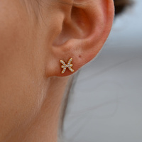 Culturesse Pisces Artisan Zirconia Pavé Stud Earrings (Gold) images 0