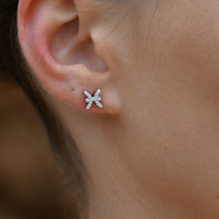 Culturesse Pisces Artisan Zirconia Pavé Stud Earrings (Silver) images 0