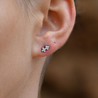 Culturesse Sagittarius Artisan Zirconia Pavé Stud Earrings (Silver) images 0