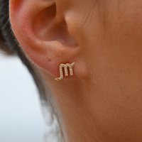 Culturesse Scorpio Artisan Zirconia Pavé Stud Earrings (Gold) images 0