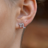 Culturesse Scorpio Artisan Zirconia Pavé Stud Earrings (Silver) images 0