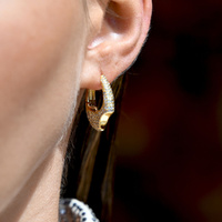 Culturesse Marlowe Artisan Shard-Edge Diamante Huggie Earrings (Gold) images 0