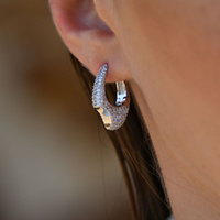 Culturesse Marlowe Artisan Shard-Edge Diamante Huggie Earrings (Silver) images 0