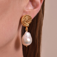 Culturesse Aurelia 24K Baroque Pearl Drop Earrings (Imperfect No.3) images 0