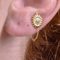 Culturesse Marlowe Gold Filled Flower Chain Earrings images 0