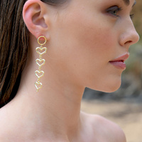 Culturesse Haven Artisan Sculptured Heart String Earrings (Gold) images 0