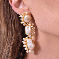 Culturesse Amour 22K Luxury Pearl Bouquet Earrings images 0