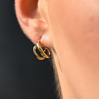 Culturesse Asta Sculptural Twin Line Earrings (Gold) images 0